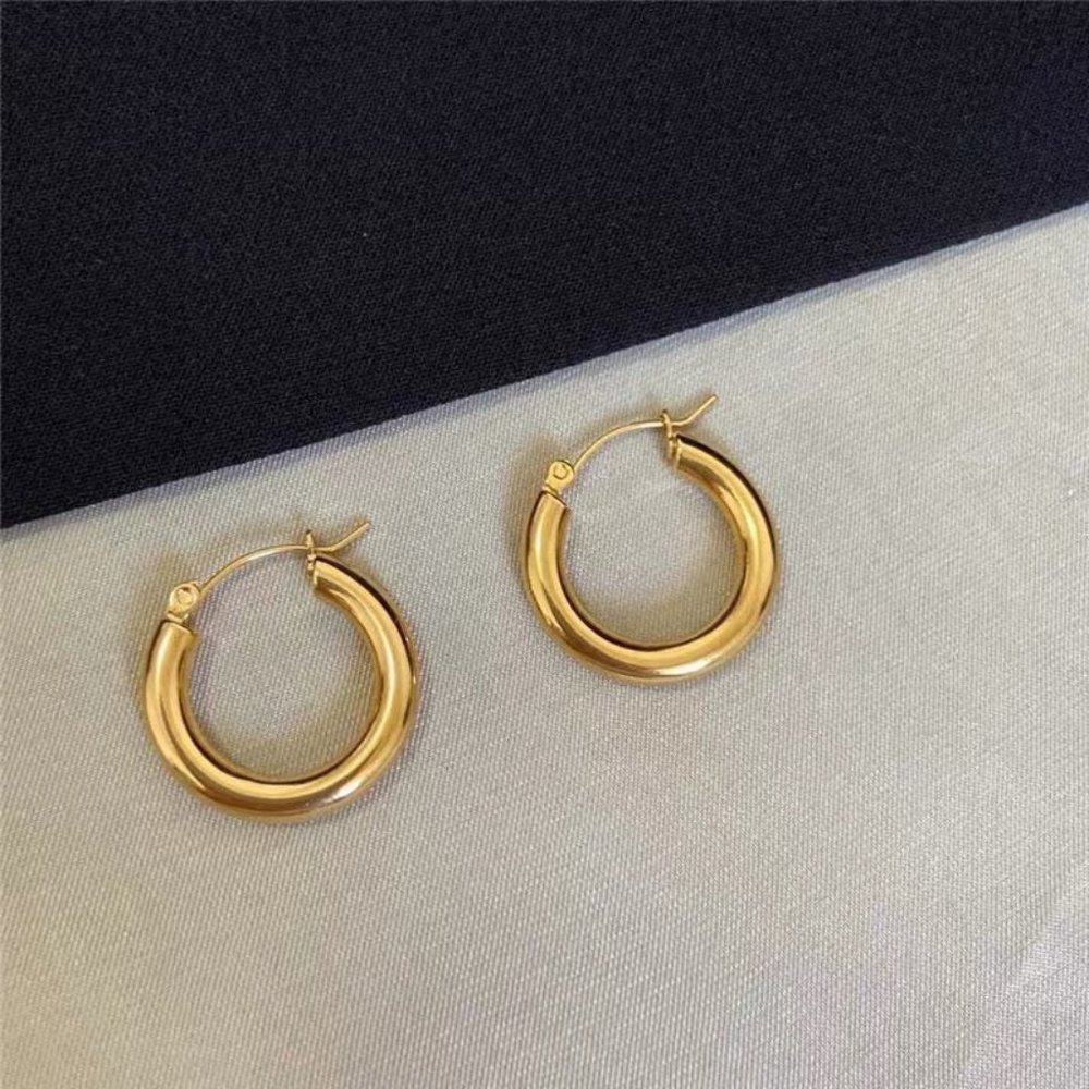 Classy Gold Hoop Earrings, Medium Hoop Earrings